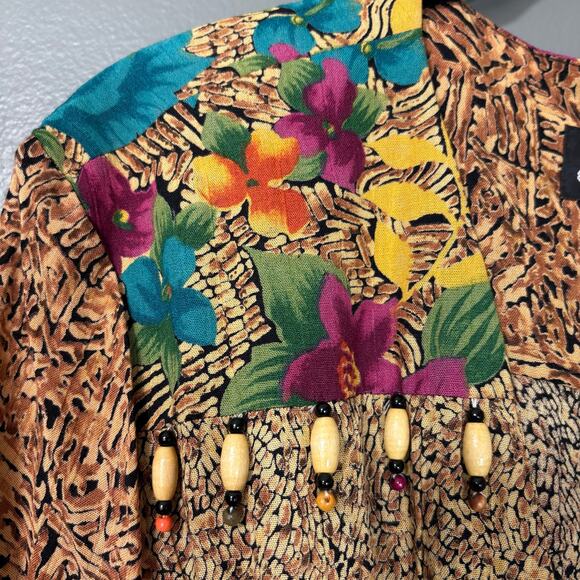 Carole Little Vintage 1990's Women's Beaded Leopard Print Long Blazer - Size M/L - Picture 5 of 7